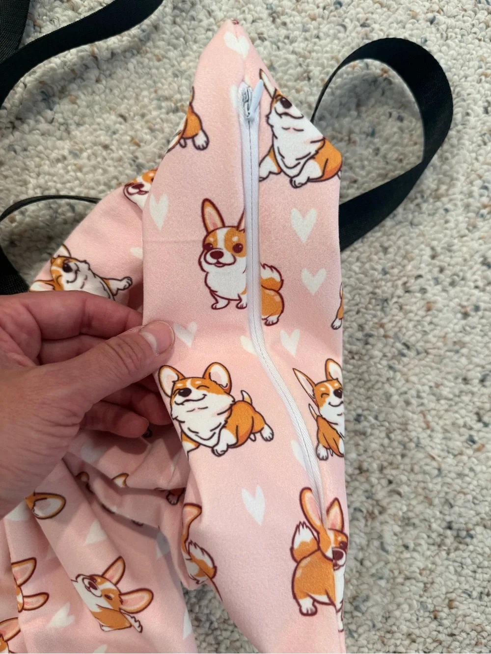 NEW Handmade Oversized Corgi Dog Print Pink Bow Statement Backpack